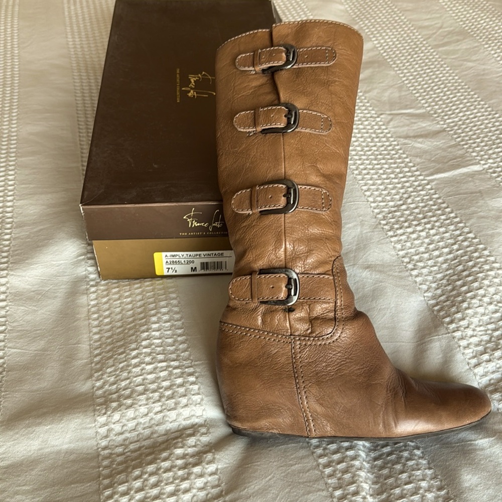 Franco Sarto zip up tall buckle boot size 7.5